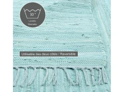 Alfombra de algodón tejida a mano y reversible 160x230 cm Azul claro Happy Cotton