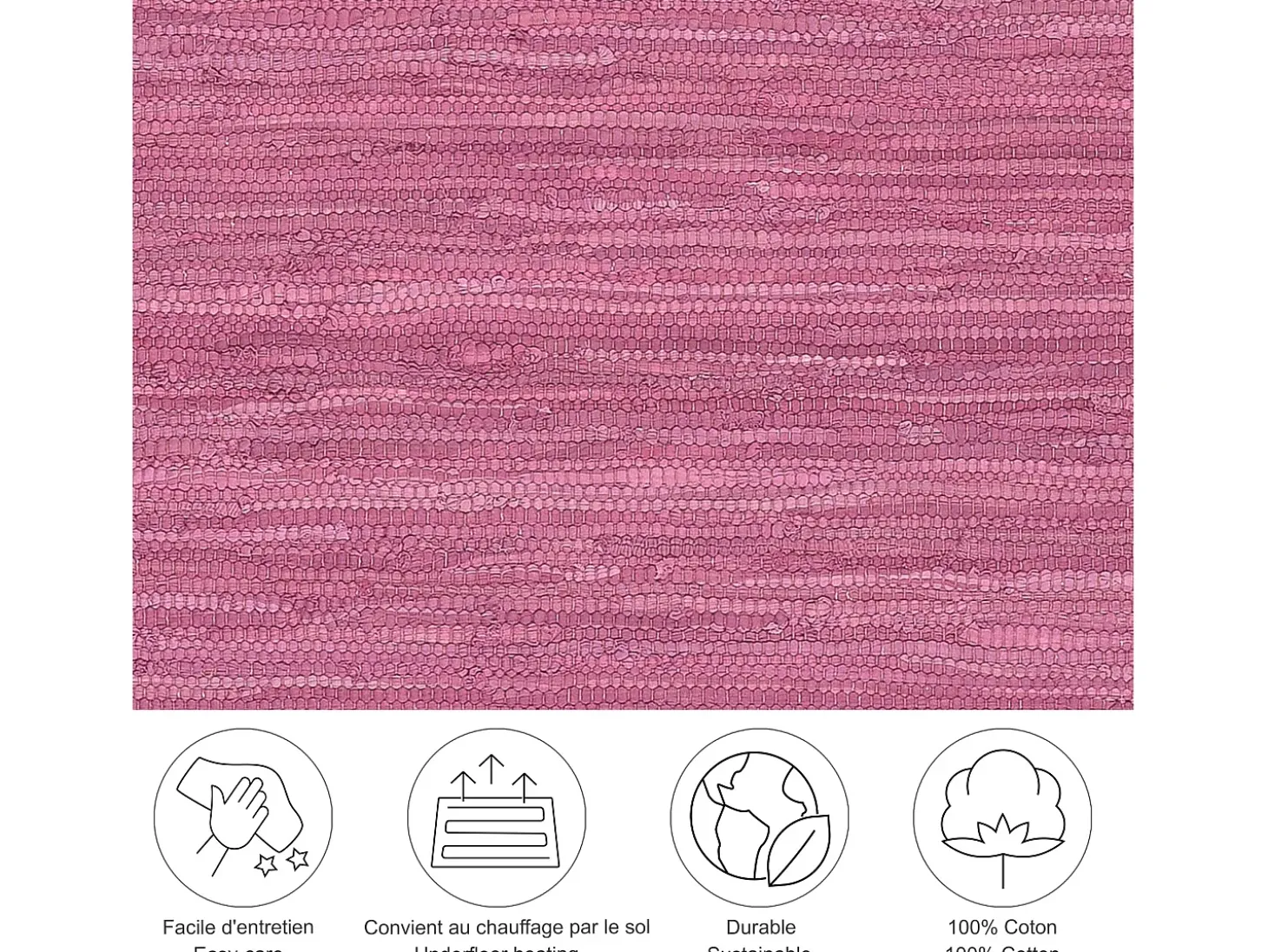 Alfombra de algodón tejida a mano y reversible 160x230 cm Fuchisa Happy Cotton