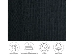 Alfombra de algodón tejida a mano y reversible 60x120 cm Negro Happy Cotton