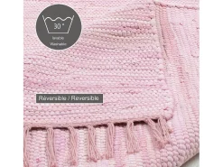 Alfombra de algodón tejida a mano y reversible 60x120 cm Rosa Happy Cotton