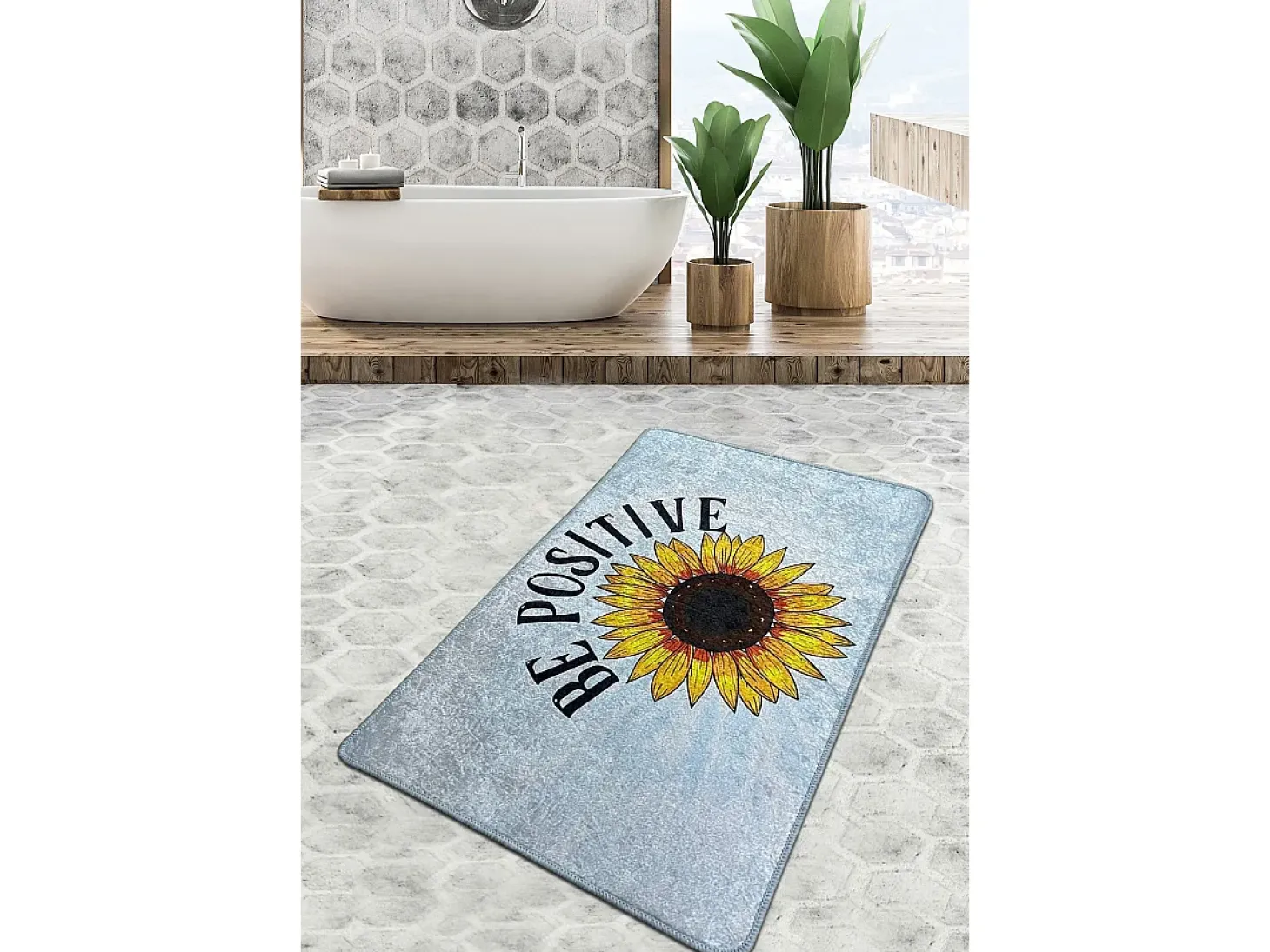 Alfombra de baño Be Positive Djt (80 x 100) multicolor