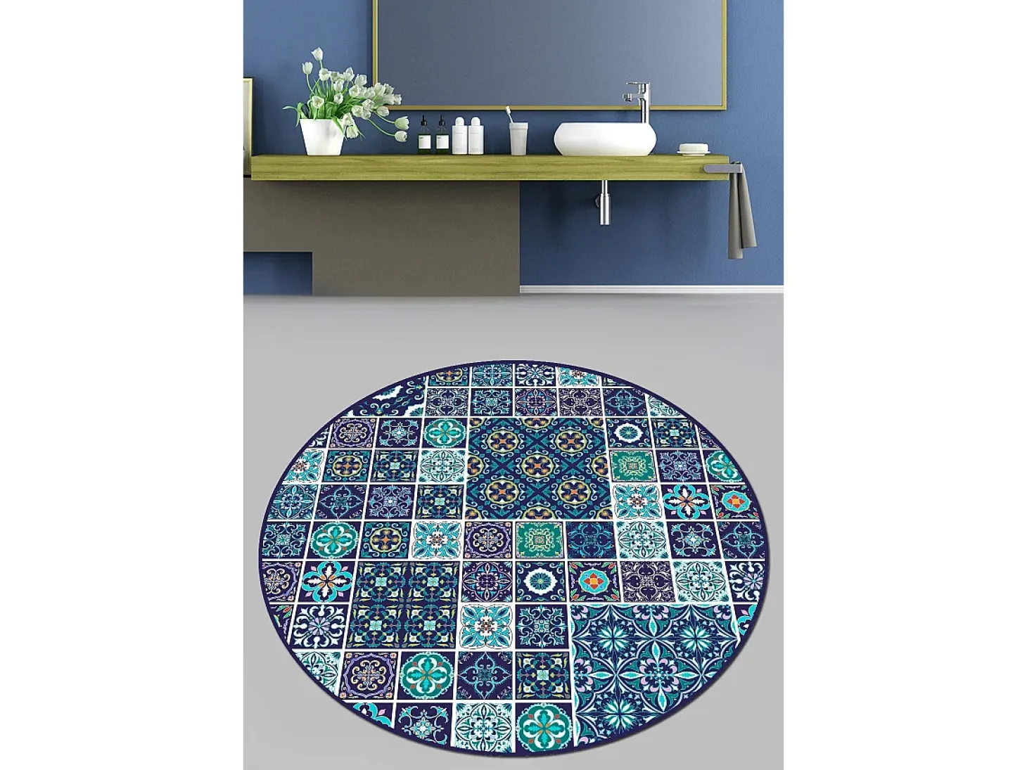 Alfombra de baño Carres Bleus (200 cm) multicolor
