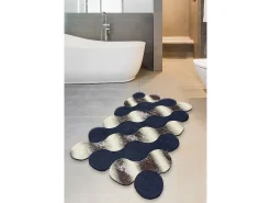 Alfombra de baño Circle beige oro azul oscuro