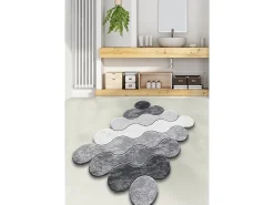 Alfombra de baño Circle gris claro blanco