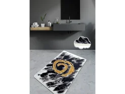 Alfombra de baño Dagger (70 x 120) oro blanco negro