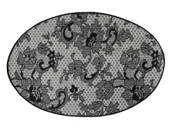 Alfombra de baño Lace DJT gris blanco negro