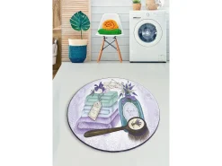 Alfombra de baño Lavanta (120) lila blanco menta marrón