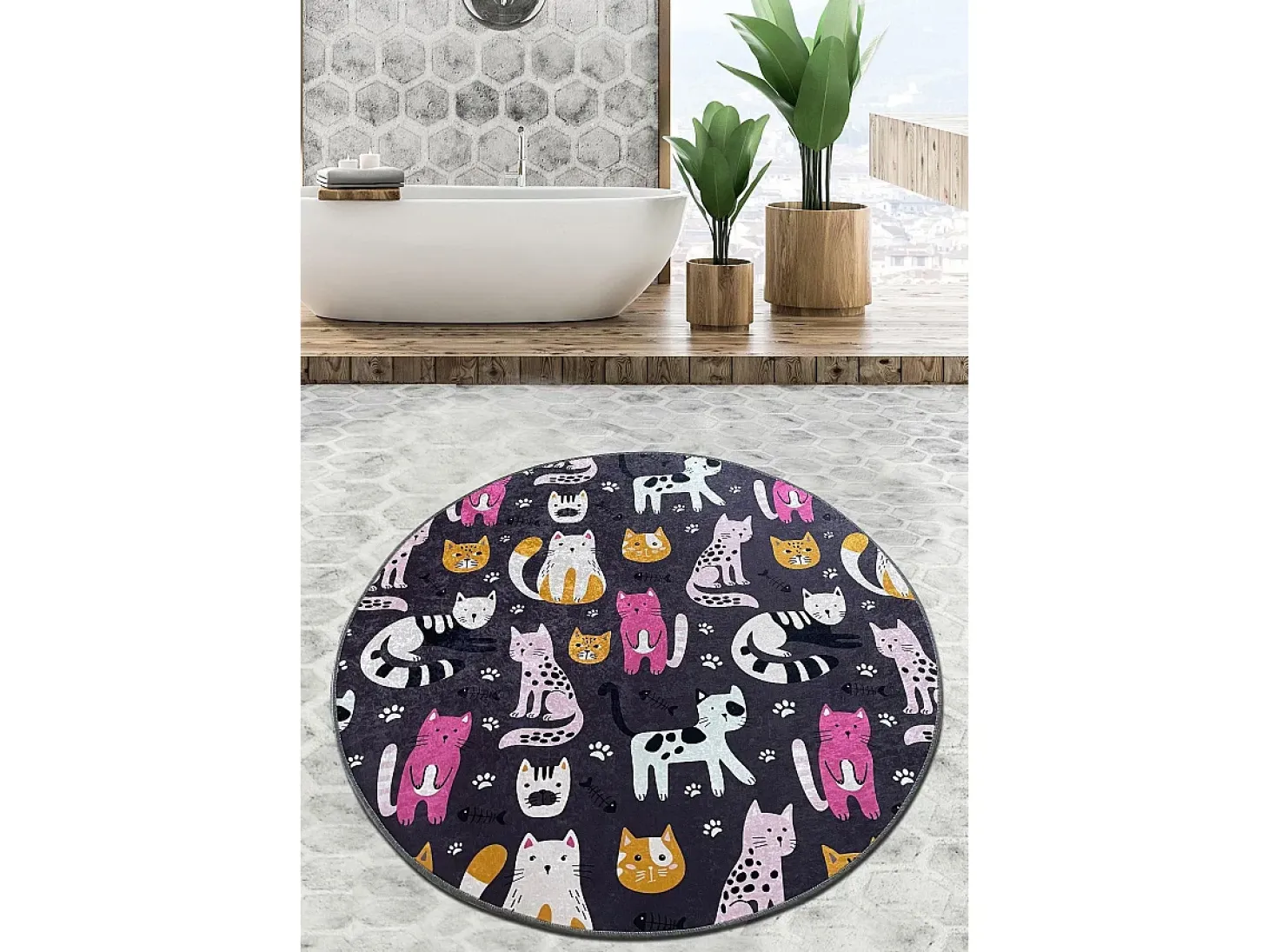 Alfombra de baño Park Cat Djt (160 cm) multicolor