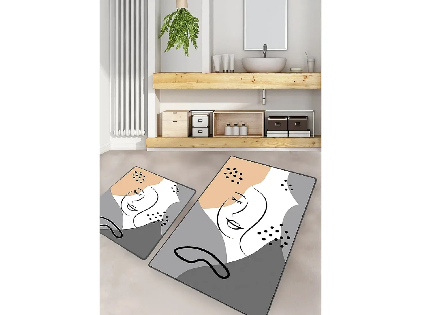 Alfombra de baño Set (2 piezas) Smiling Face multicolor