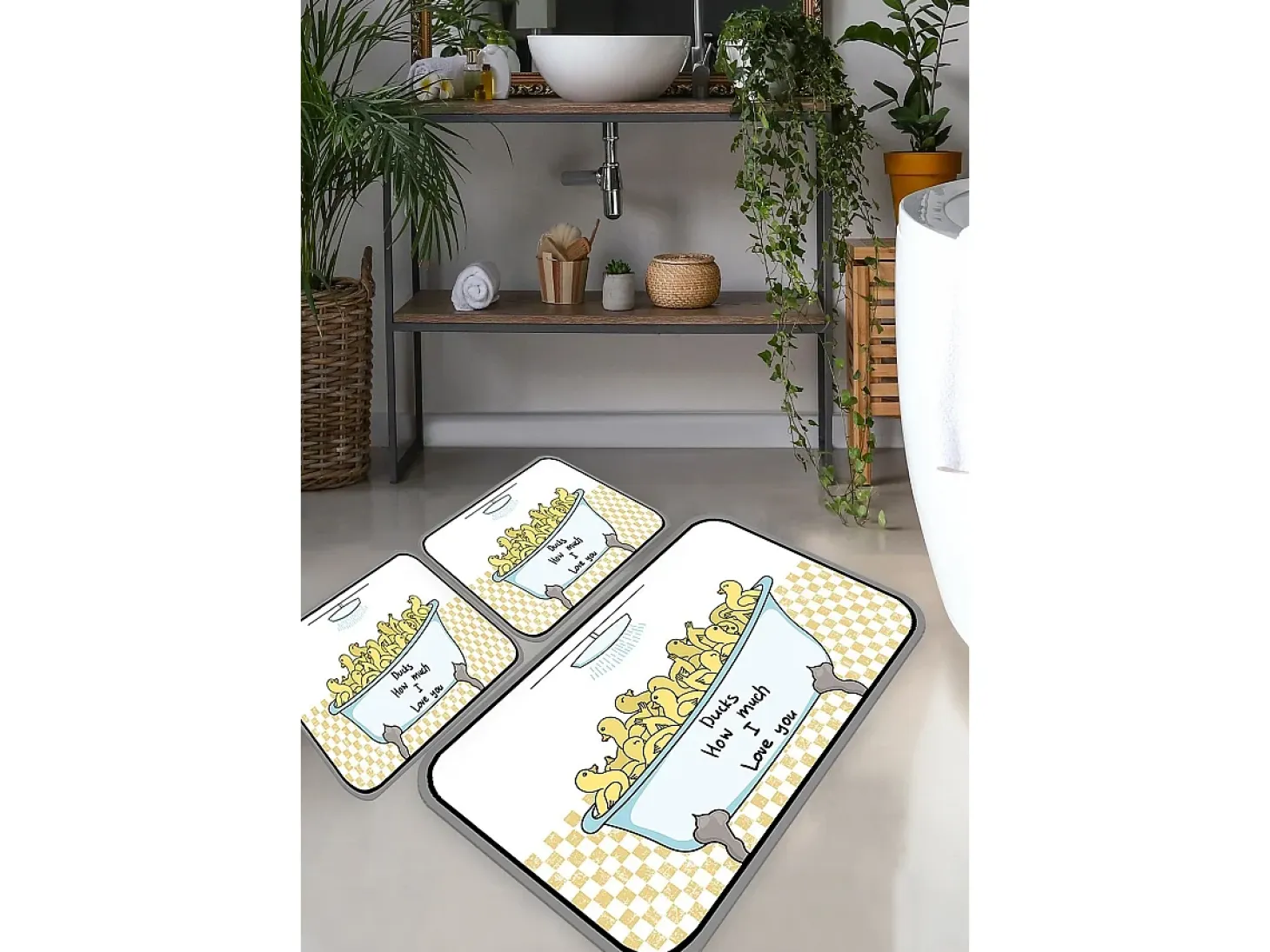 Alfombra de baño Set (3 piezas) Ducks multicolor