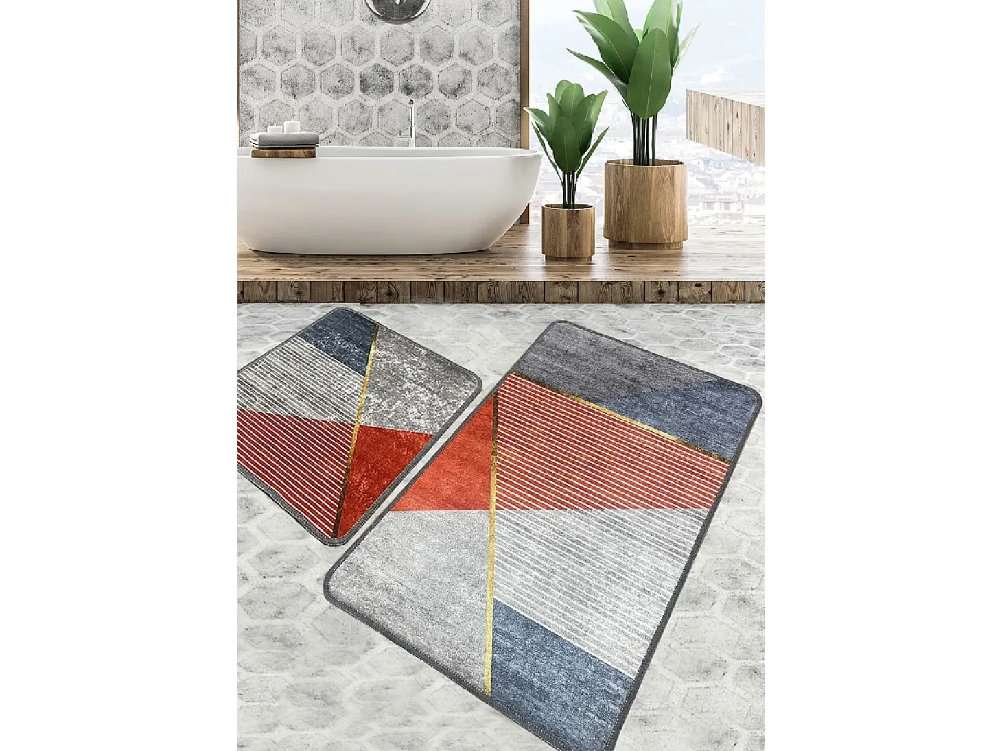 Alfombra de baño Set (2 piezas) Sante multicolor