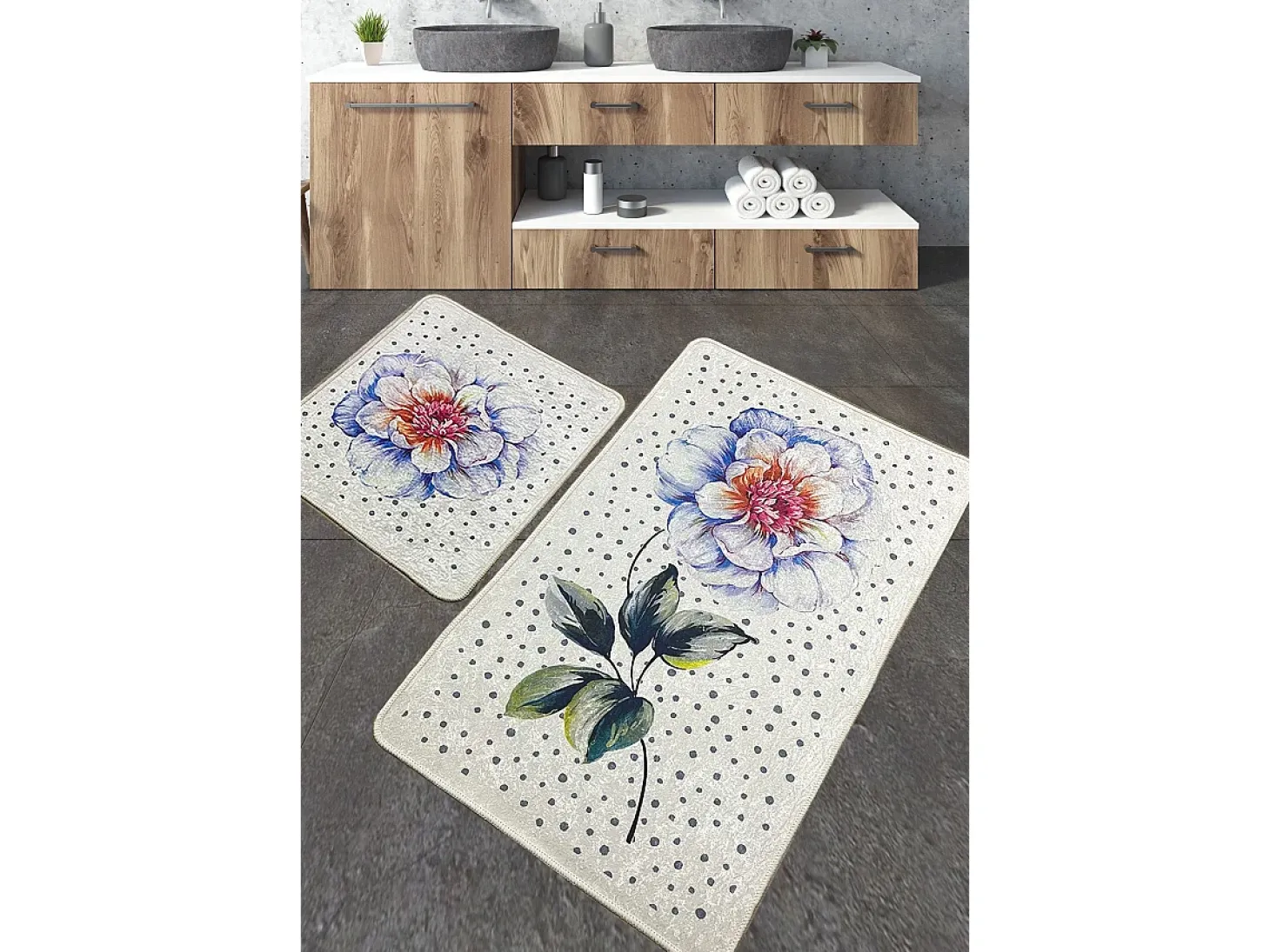 Alfombra de baño Set (2 piezas) Jade multicolor