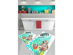 Alfombra de baño Set (2 piezas) Happy Flamingo multicolor