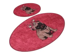 Alfombra de baño Set (2 piezas) Pink Pug multicolor