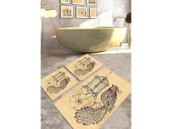 Alfombra de baño Set (3 piezas) Malurus camel marrón