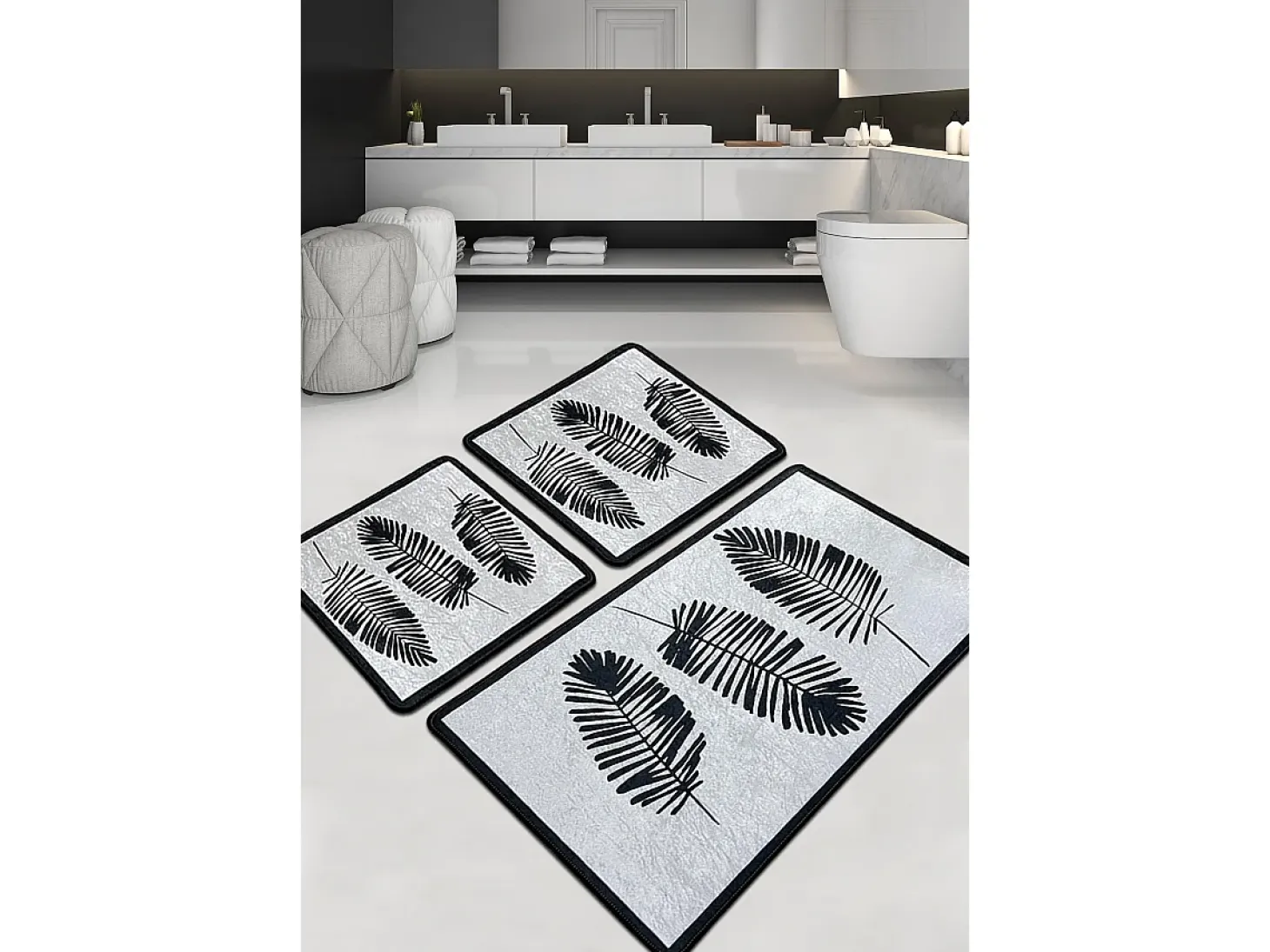 Alfombra de baño Set (3 piezas) Hoja Djt multicolor