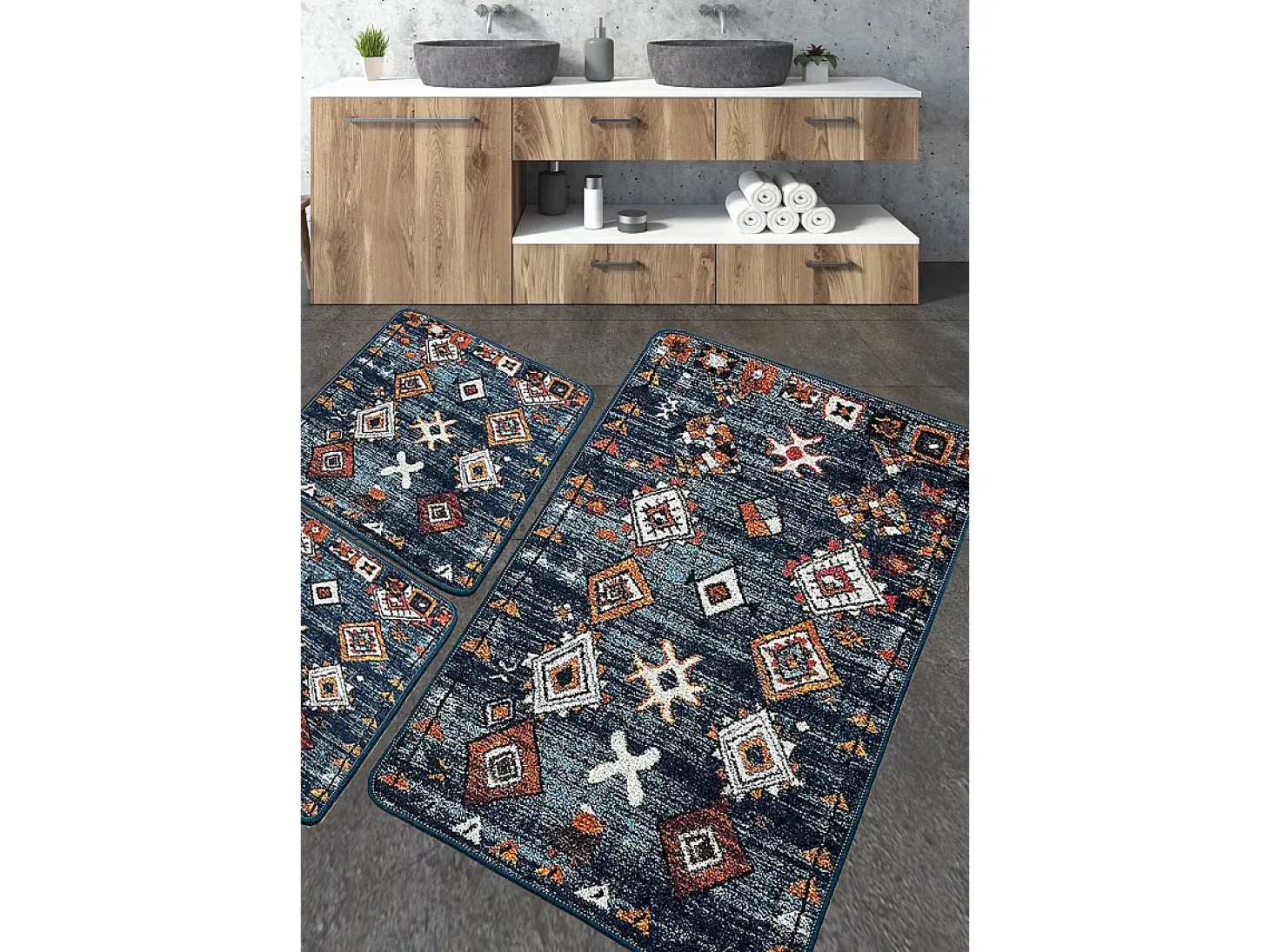 Alfombra de baño Set (3 piezas) Ressal multicolor
