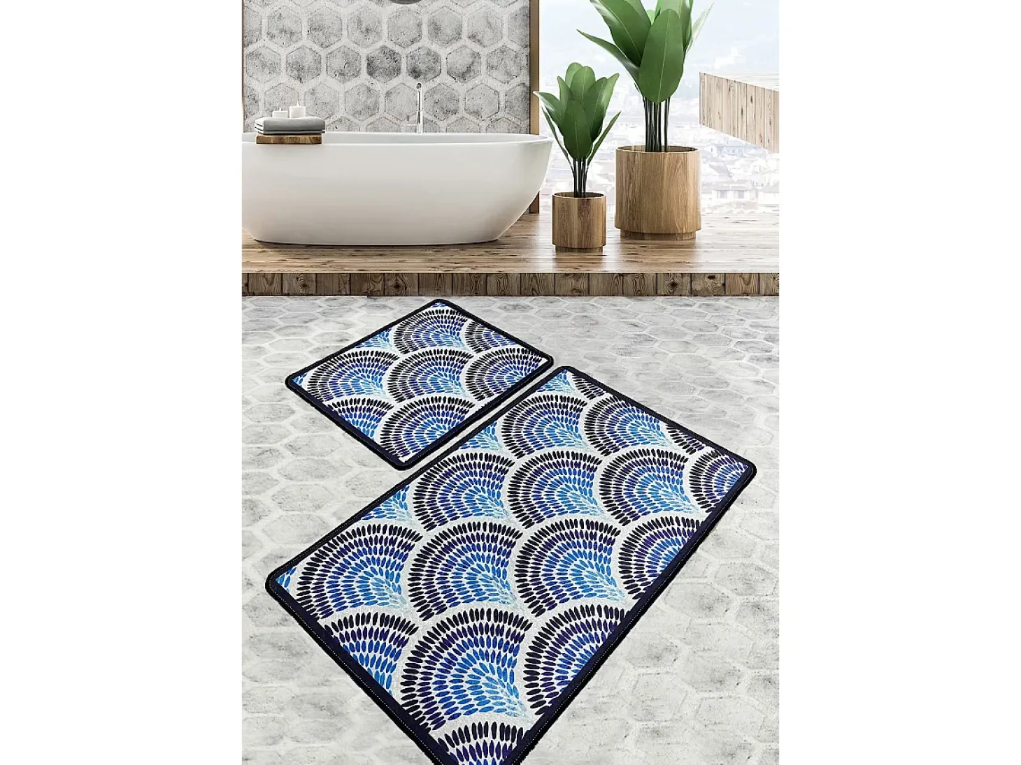Alfombra de baño Set (3 piezas) Azul multicolor