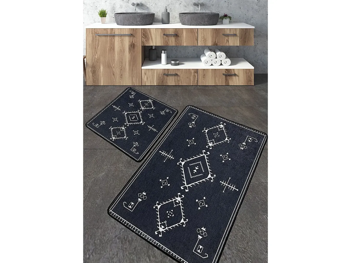 Alfombra de baño Set (2 piezas) Antiguo gris oscuro