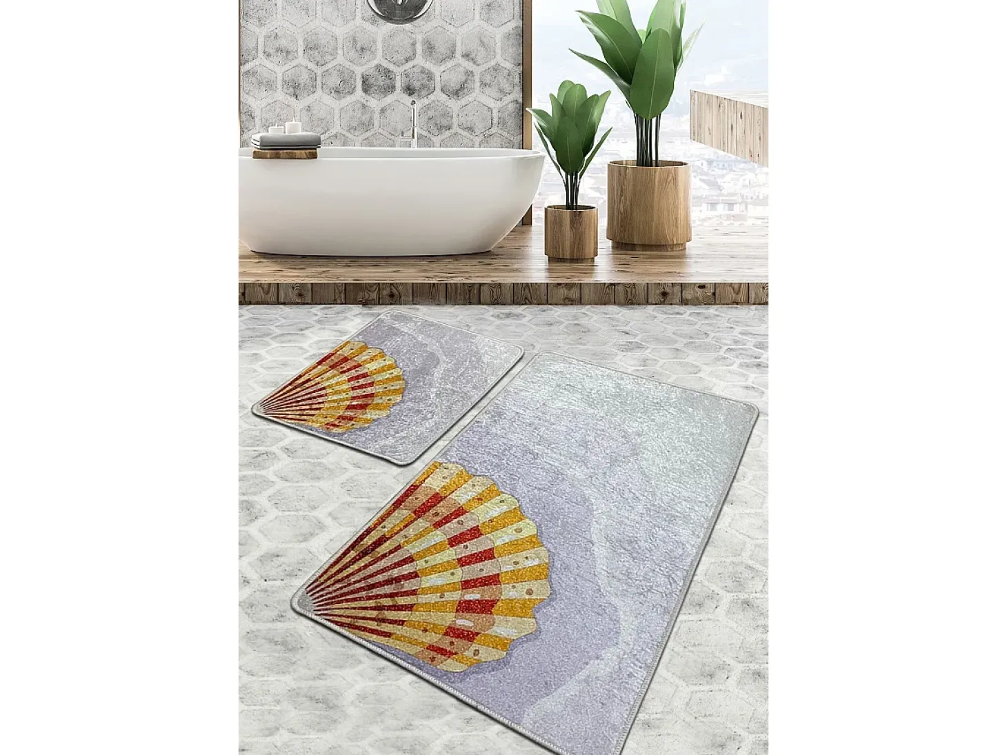Alfombra de baño Set (2 piezas) Concha Djt multicolor