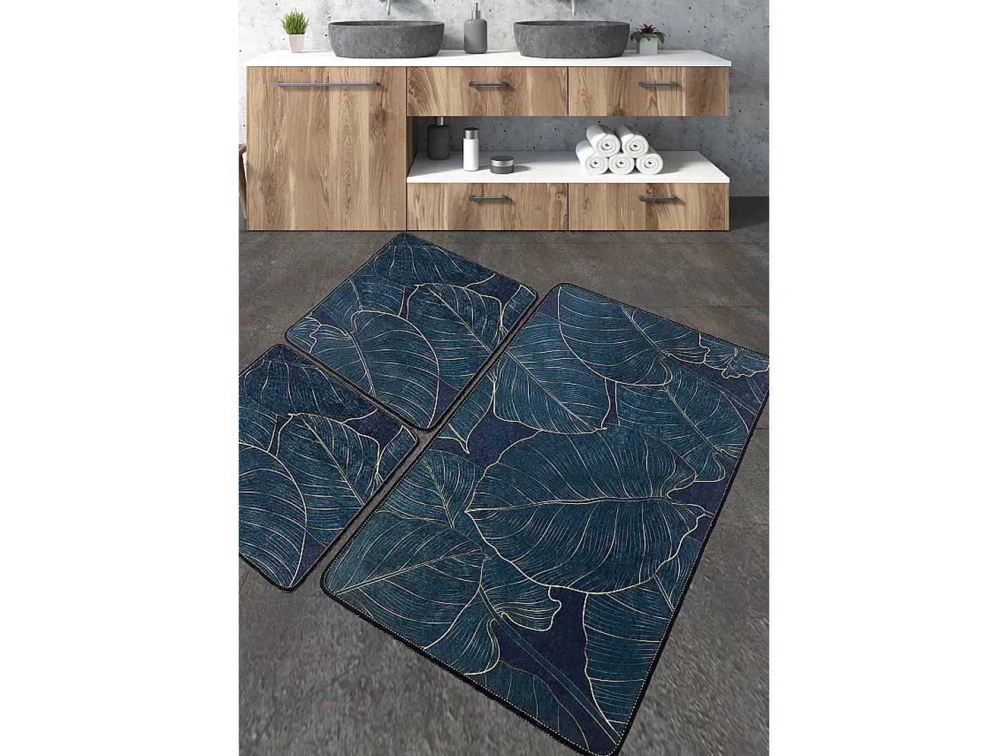 Alfombra de baño Set (3 piezas) Zeleno multicolor