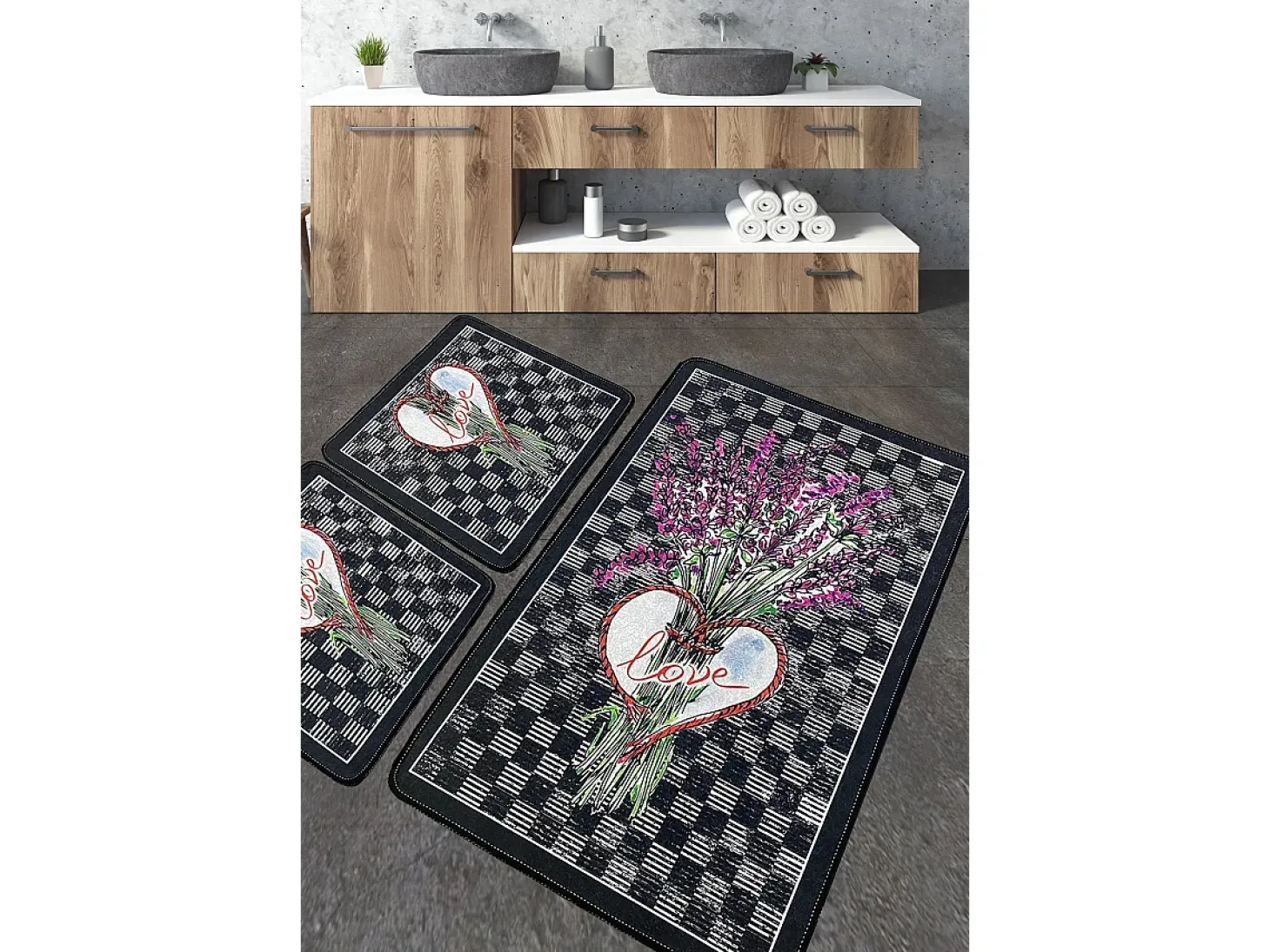 Alfombra de baño Set (3 piezas) Levan multicolor