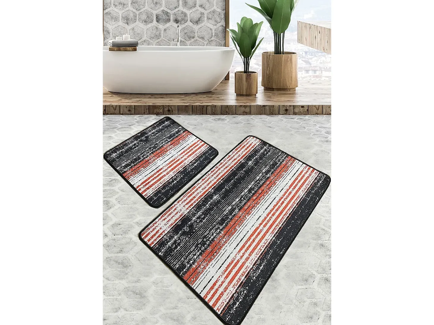 Alfombra de baño Set (2 piezas) Flang multicolor