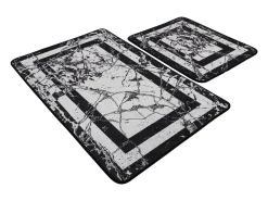 Alfombra de baño Set (2 piezas) Marmor blanco negro
