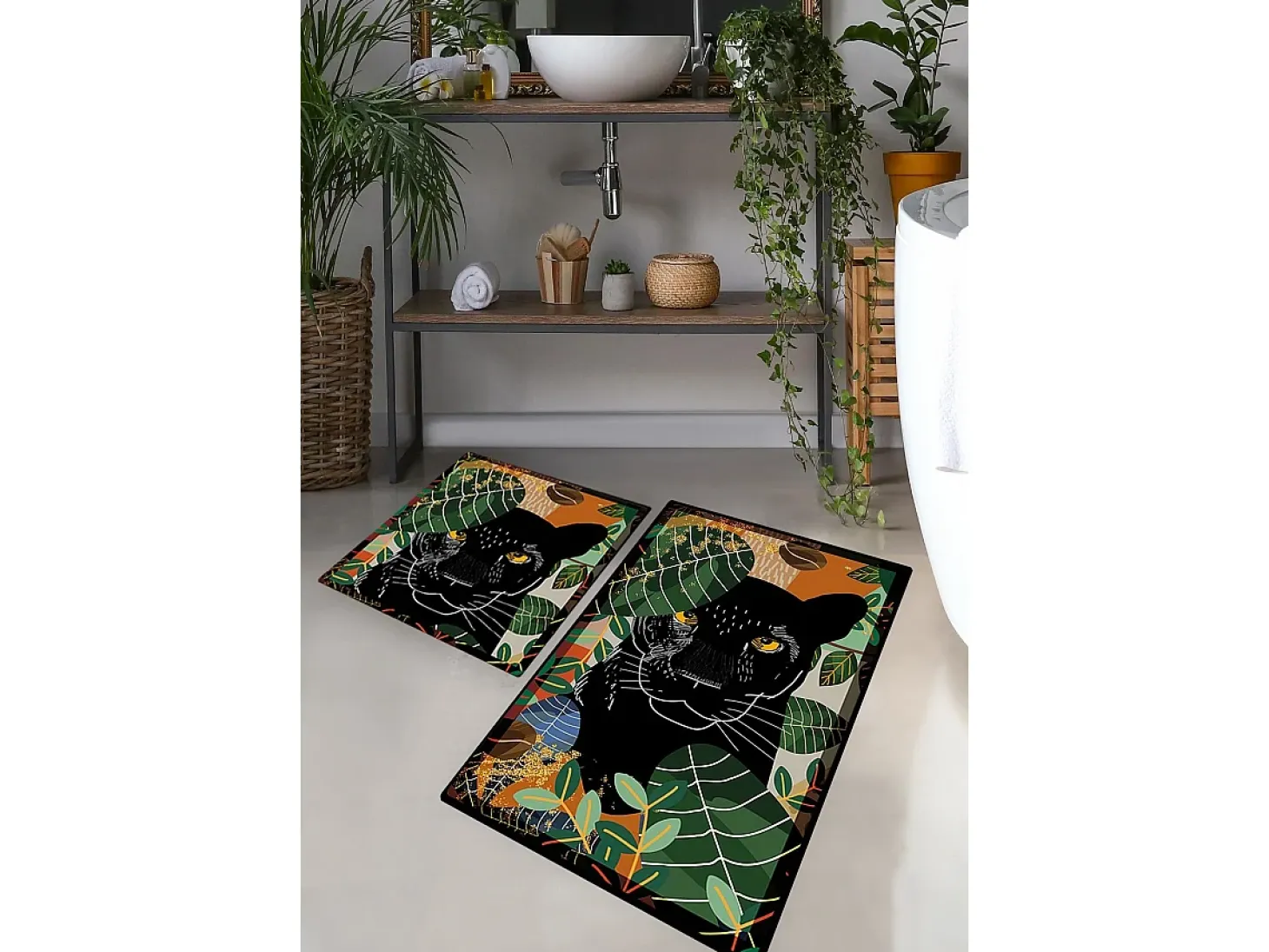 Alfombra de baño Set (2 piezas) Schwarz multicolor