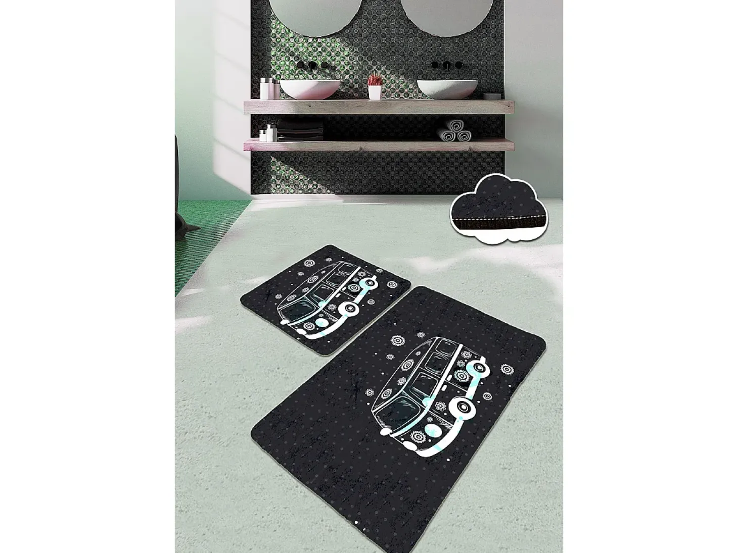 Alfombra de baño Set (2 piezas) Bus multicolor