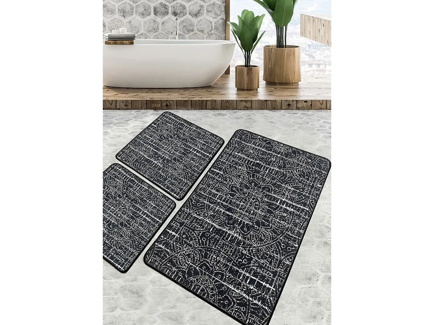 Alfombra de baño Set (3 piezas) Asara multicolor