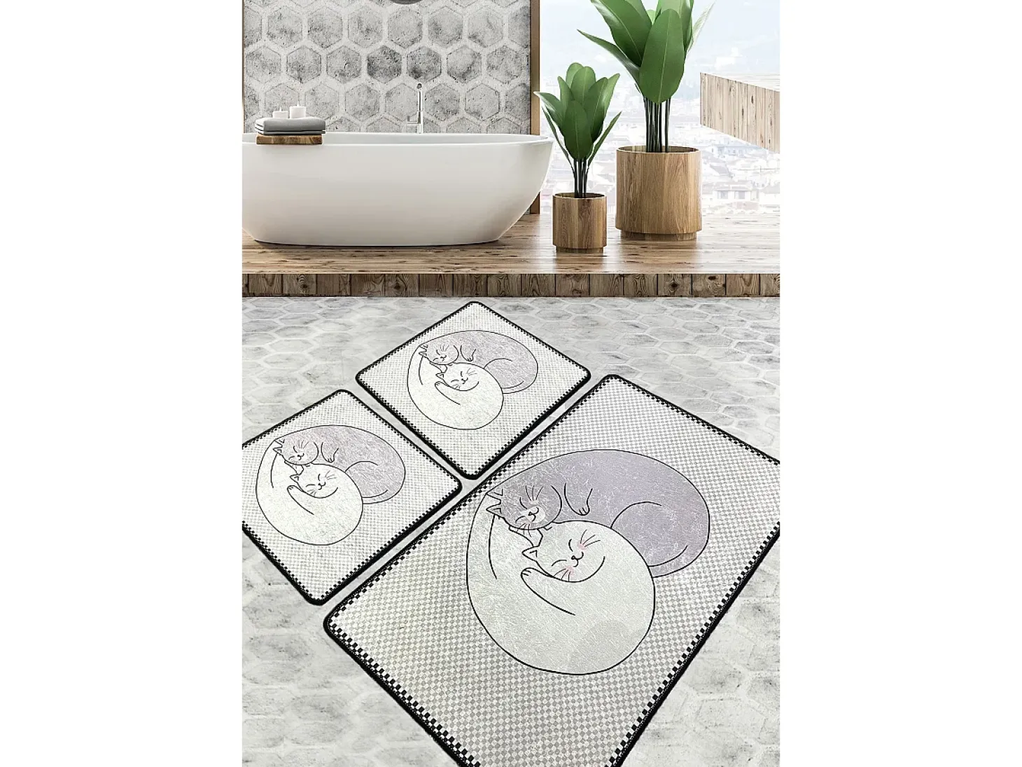 Alfombra de baño Set (2 piezas) Katt multicolor