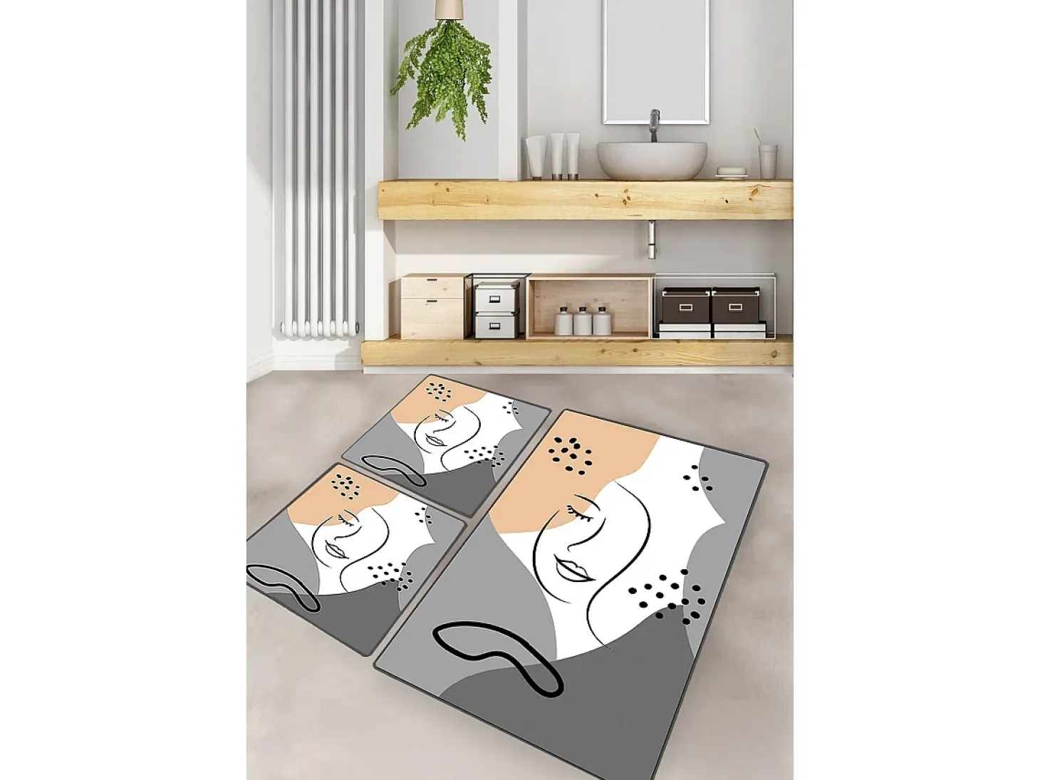Alfombra de baño Set (3 piezas) Smiling Face multicolor