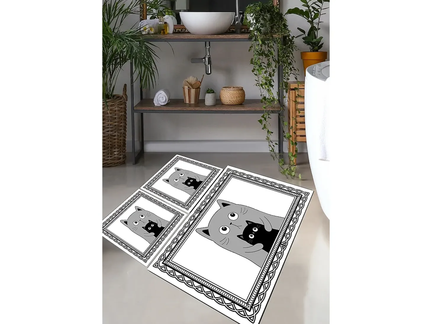 Alfombra de baño Set (3 piezas) Mom Cat multicolor