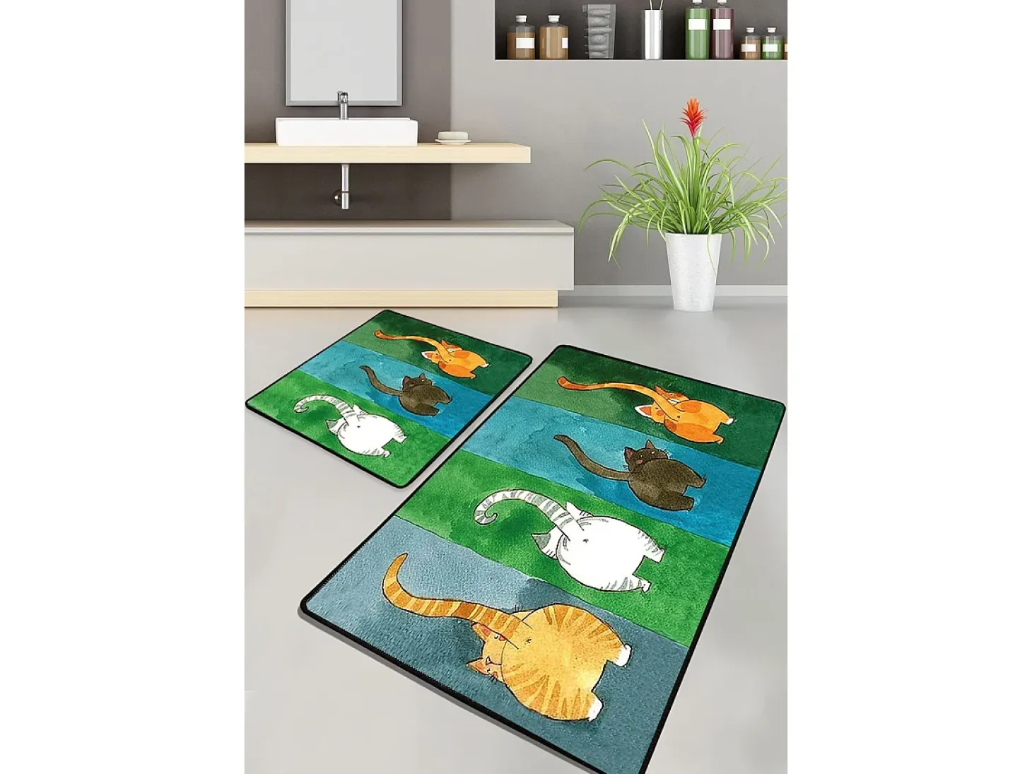 Alfombra de baño Set (2 piezas) Gatto Carino multicolor