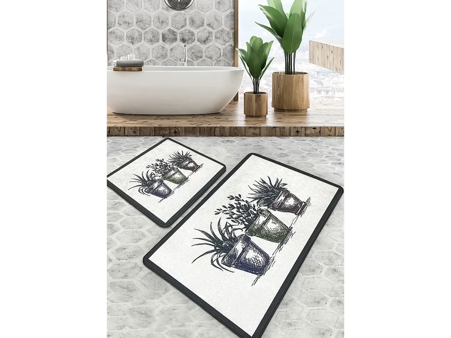 Alfombra de baño Set (2 piezas) Koule multicolor