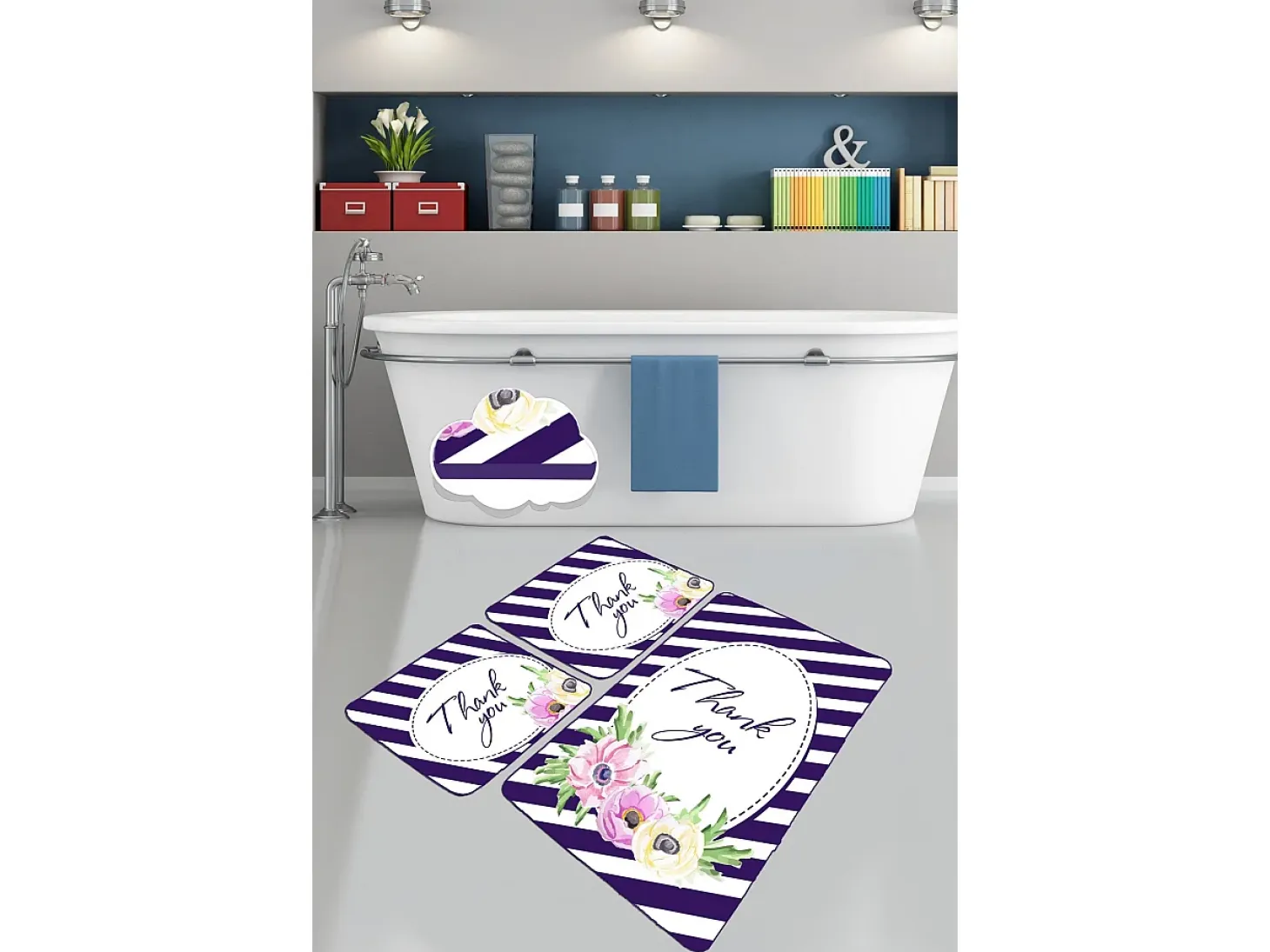 Alfombra de baño Set (3 piezas) Thank You multicolor
