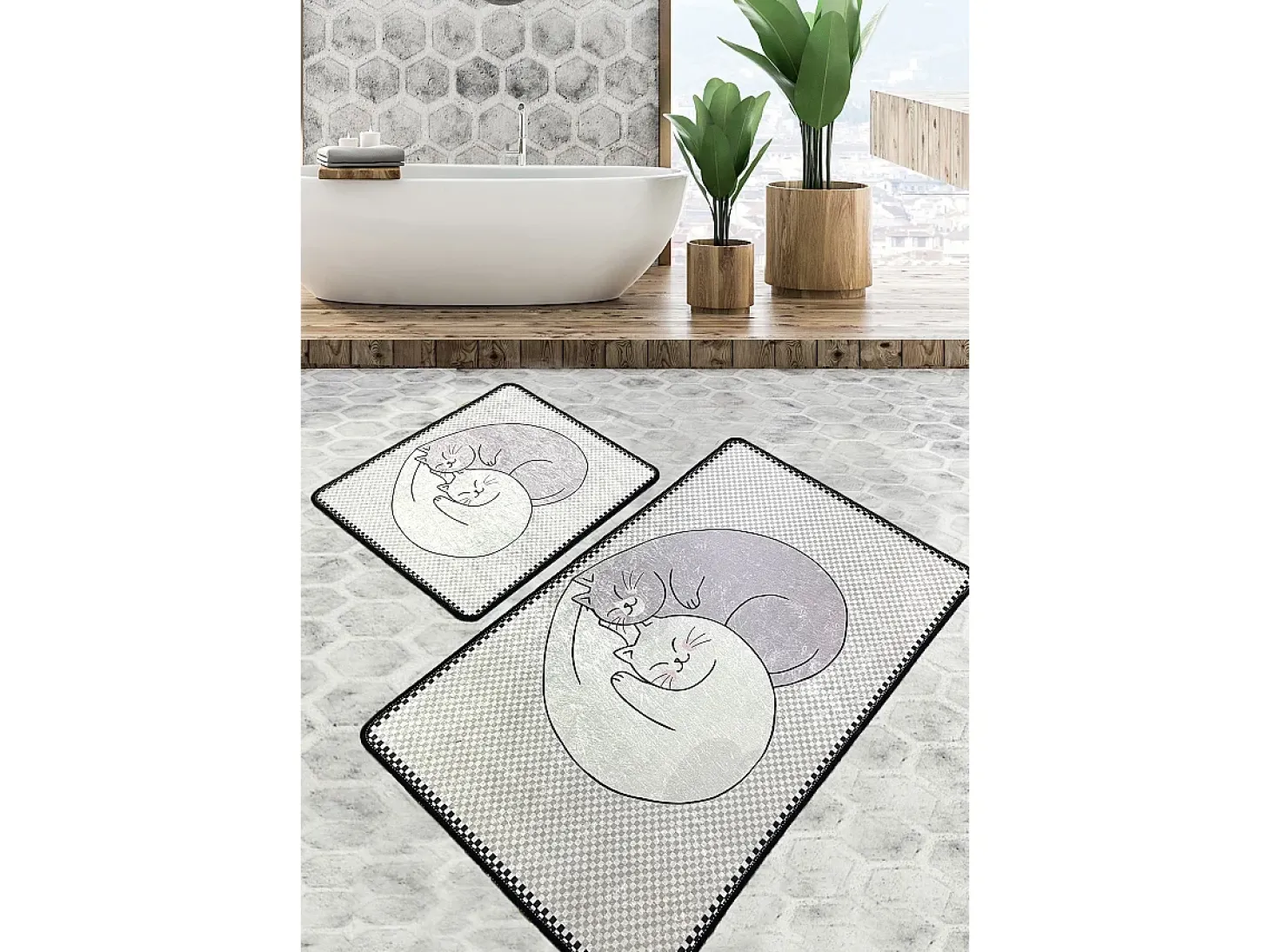 Alfombra de baño Set (3 piezas) Katt multicolor