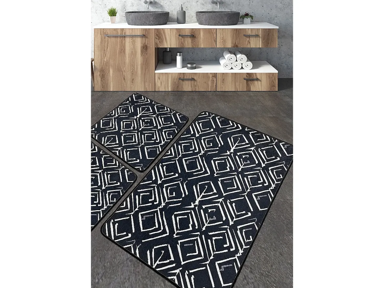 Alfombra de baño Set (3 piezas) Cenero multicolor
