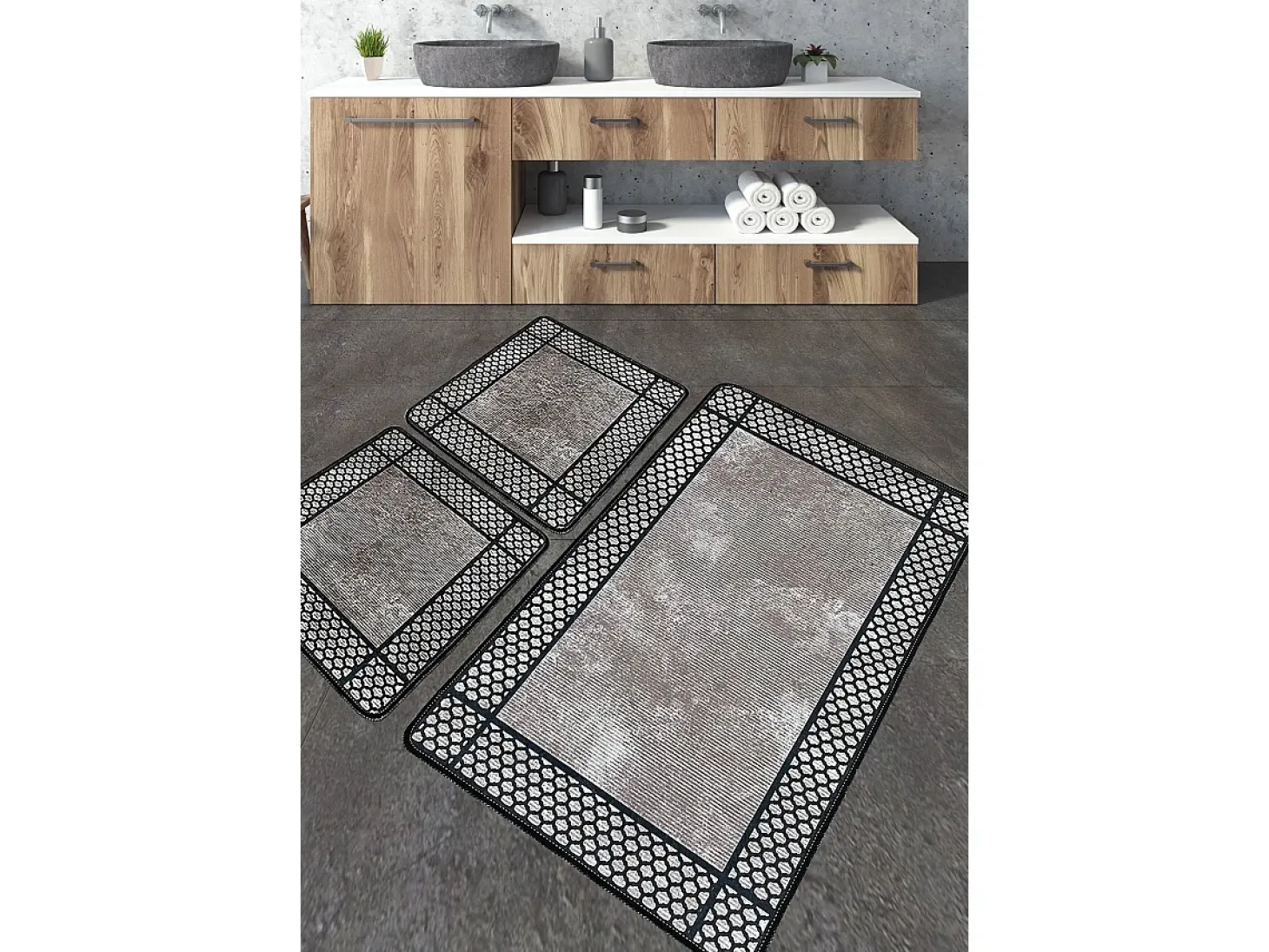 Alfombra de baño Set (3 piezas) Beja multicolor
