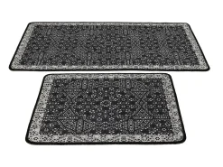 Alfombra de baño Set (2 piezas) Paisley DJT antracita negro blanco