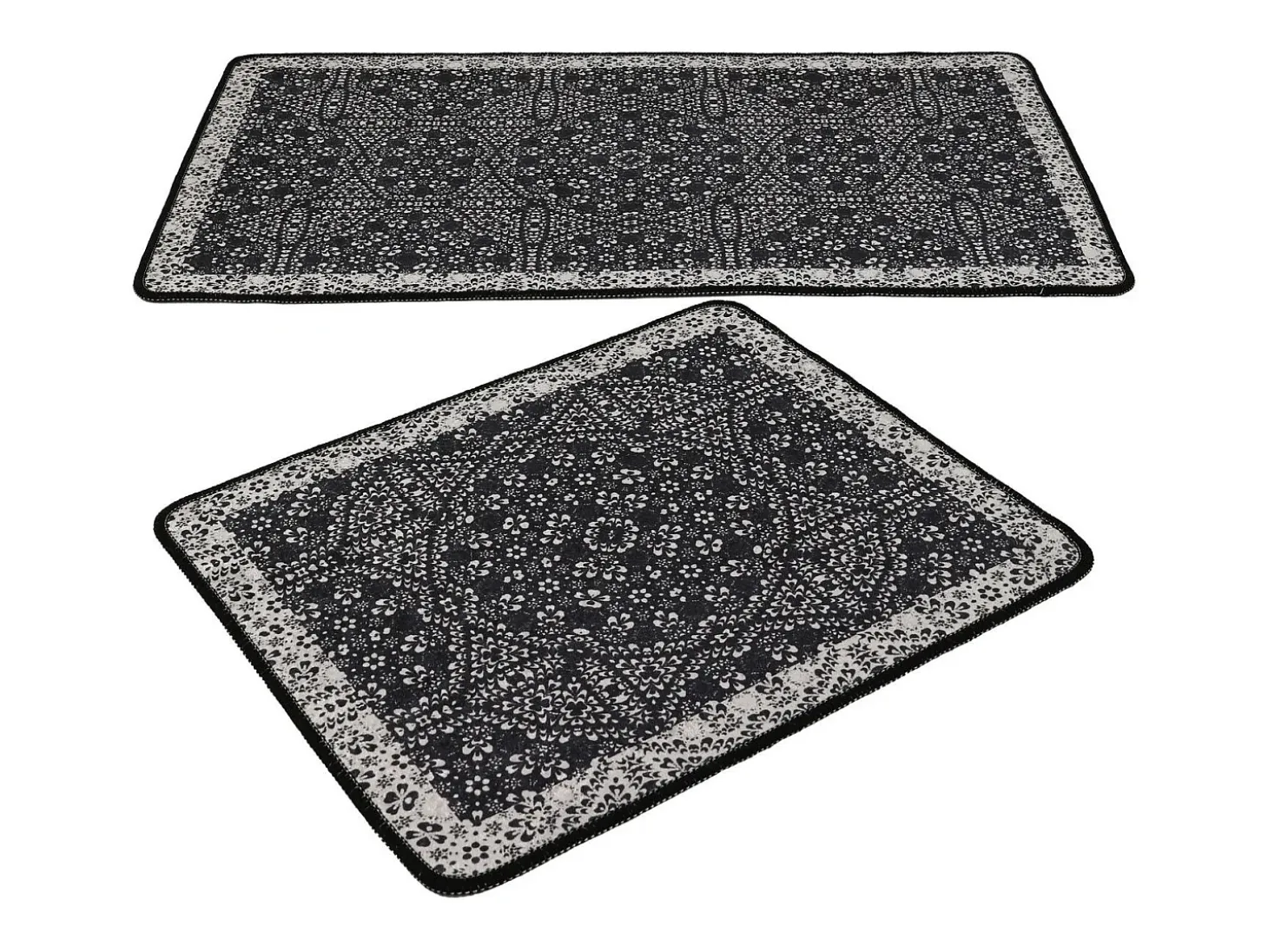Alfombra de baño Set (2 piezas) Paisley DJT antracita negro blanco