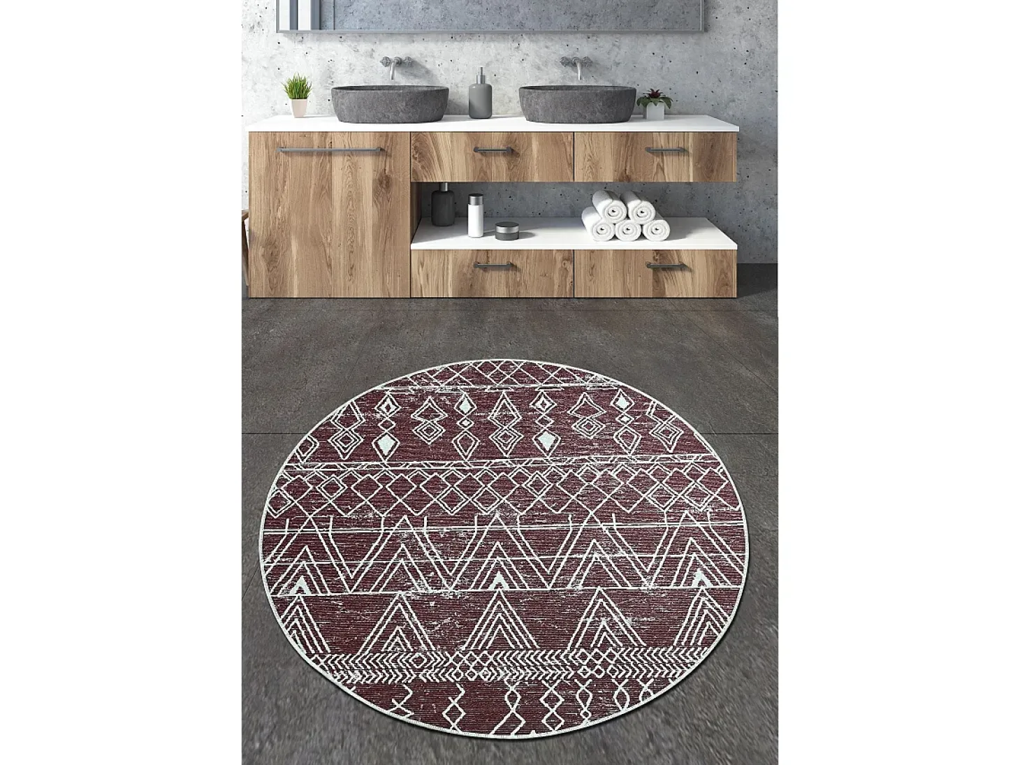 Alfombra de baño Straordinario Djt burdeos rojo blanco