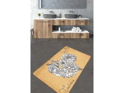 Alfombra de baño Vintage Roses (70 x 120) blanco amarillo