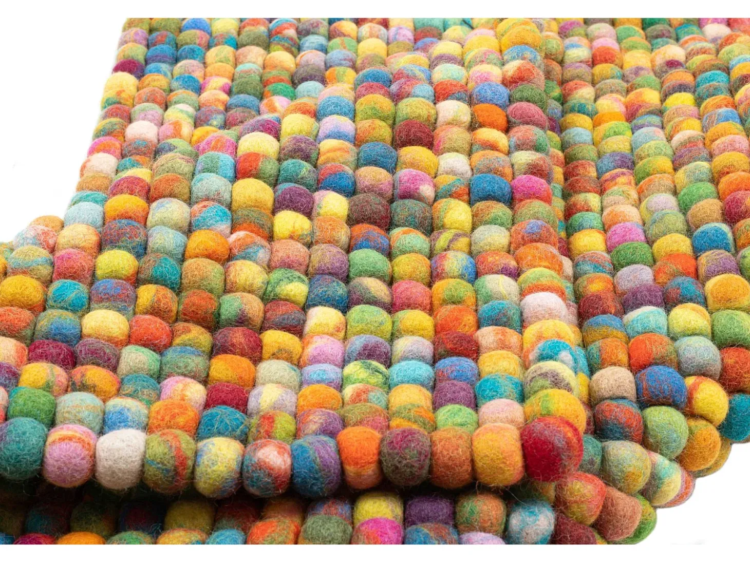 Alfombra de bolas de fieltro hecha a mano 70x270 cm Colorido Felty 2.2