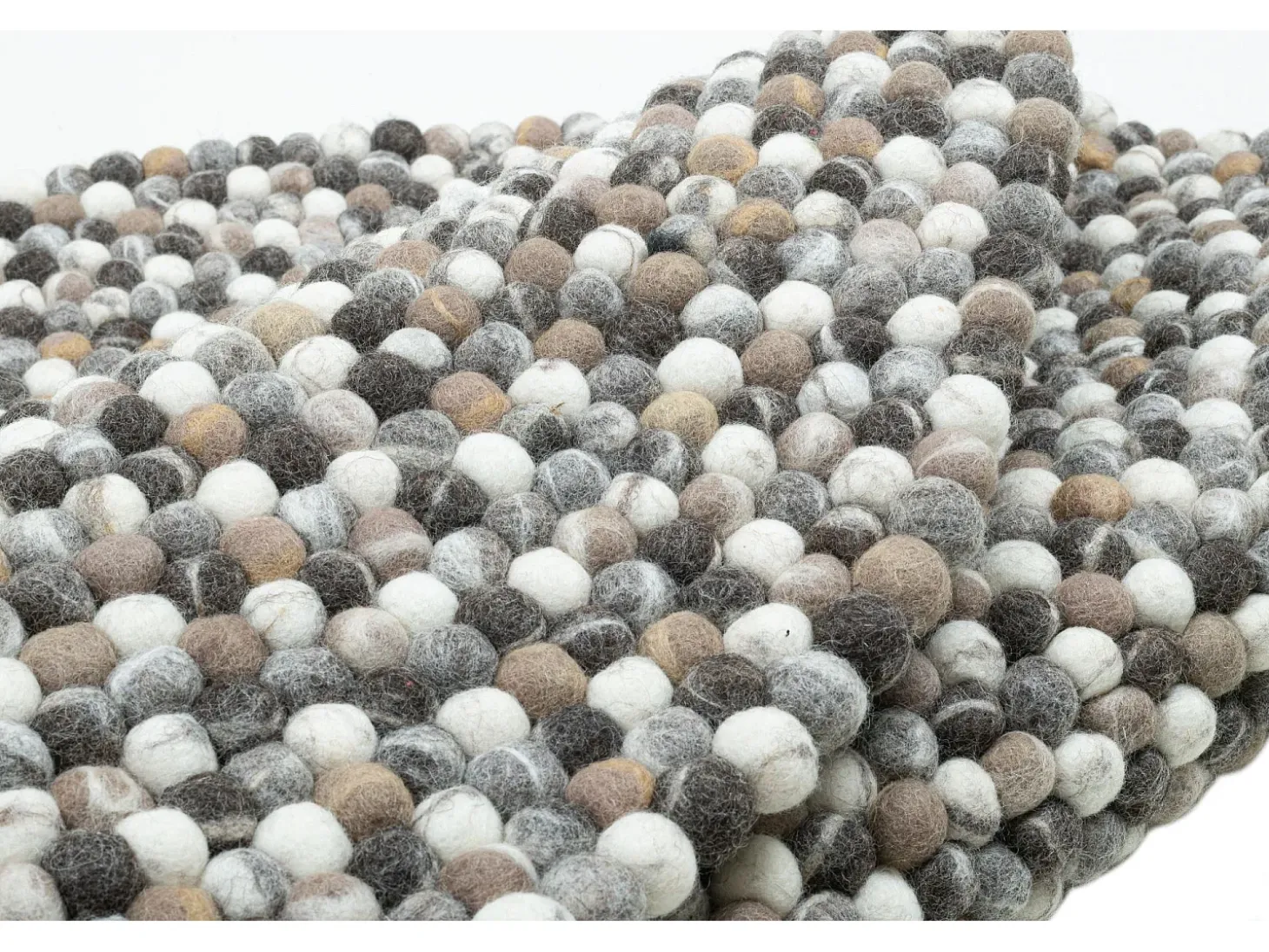 Alfombra de bolas de fieltro hecha a mano 120x120 cm Naturaleza Multi Felty 2.2
