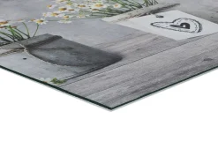 Alfombra de cocina - Dibujos macetas - gris - 52 x 200 cm - SPRINTY