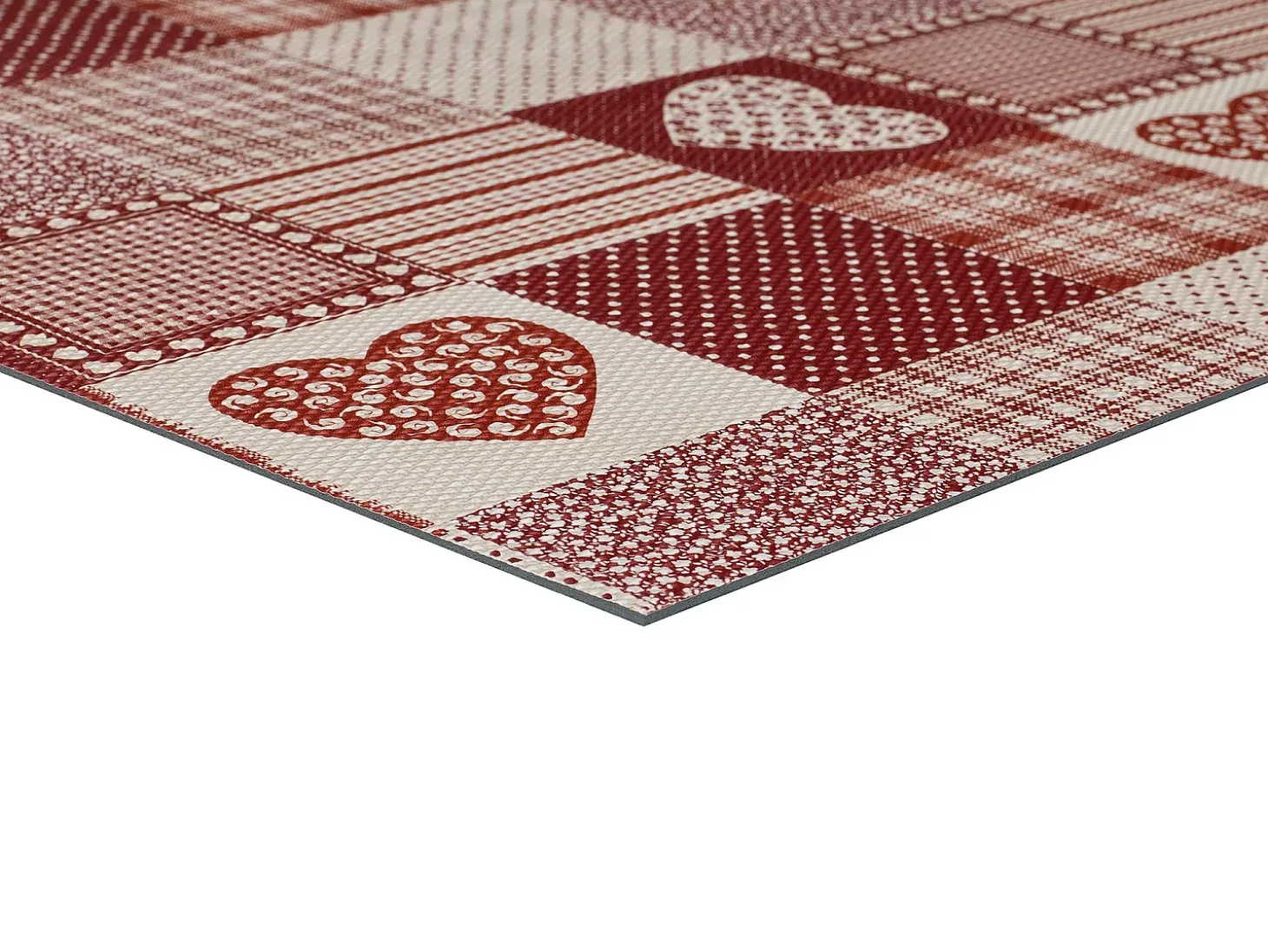 Alfombra de cocina - patchwork - rojo - 48 x 200 cm - SALLY