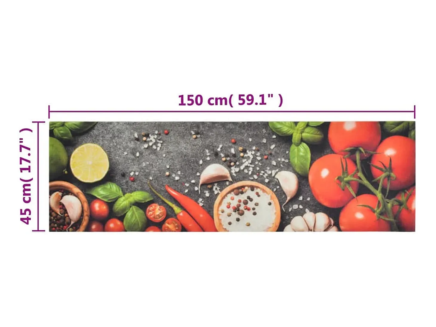 Alfombra de cocina lavable terciopelo dibujo verduras 45x150 cm ES980126