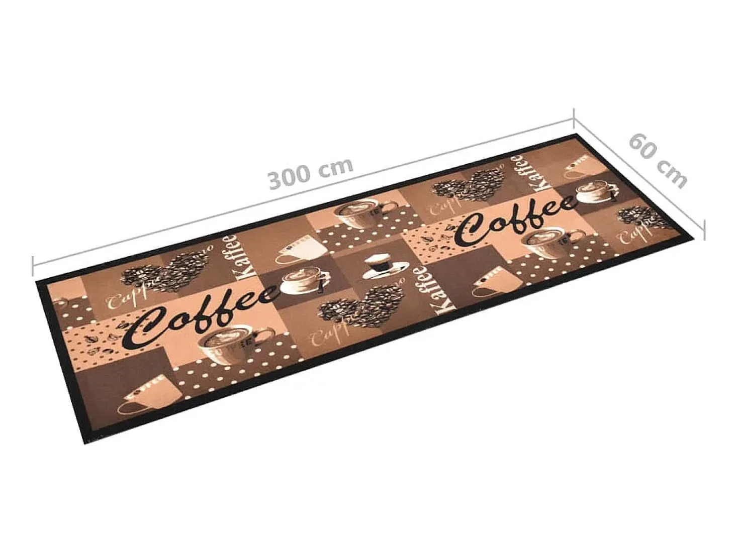 Alfombra de cocina lavable Coffee marrón 60x300 cm ES815957